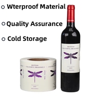 Etiquetas de botella de vino tinto impermeables con protección UV en relieve de lámina de oro púrpura personalizadas, adhesivo fuerte, cervezas y bebidas