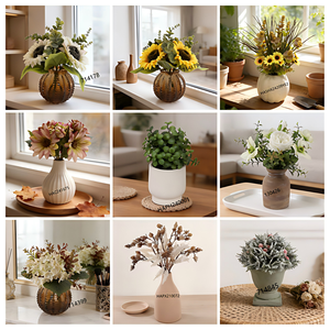 Pianta Succulenta Artificiale in Vaso di Cemento a Doppio Strato, Finta Crassula Stonecrop con Punte Rosse per Decorazione Casa e Ufficio - Product Image 6