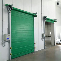 Puerta Enrollable Aislada de PVC para Almacenamiento en Frío, Planta de Procesamiento de Alimentos, Doble Rodillo Elevador, Marco de Acero Inoxidable 304