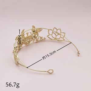 Couvre-chef <span class=keywords><strong>de</strong></span> grue tridimensionnelle en alliage <span class=keywords><strong>de</strong></span> style ancien Lutin, film et télévision Hanfu bricolage, accessoire pour cheveux, demi-couronne, - Product Image 2