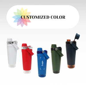 Botella Deportiva de Acero Inoxidable Aislada de 20 oz, Negra, con Logotipo Personalizado, con Compartimento de Almacenamiento para Proteínas - Product Image 6