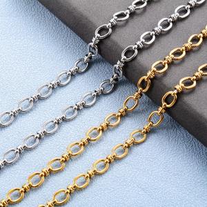 Collier punk en acier inoxydable de 6,5 mm, maillons épais, grand nœud ovale, <span class=keywords><strong>chaîne</strong></span> pour femmes et hommes, plaqué <span class=keywords><strong>or</strong></span>, collier ras du cou, bijoux en métal - Product Image 1