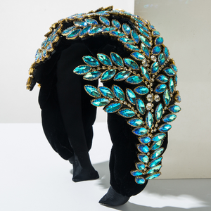 Fashion Flannelette Braided <b>Headband</b> Diamond Maple Leaf Shiny Light Luxury Hair Hoop Gorgeous Banquet Hair Accessories - Product Image 3