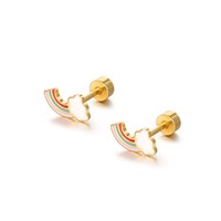 Boucles d'oreilles en acier inoxydable pour femme, Design Simple, nuage arc-en-ciel, émail frais