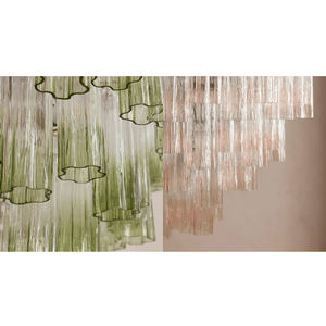 Lustre sculptural Art <span class=keywords><strong>d</strong></span>éco italien Tubes en verre texturé soufflé à la main Cadre en métal Ombre verte Unique Lustre haut de gamme <span class=keywords><strong>Chiara</strong></span> - Product Image 3
