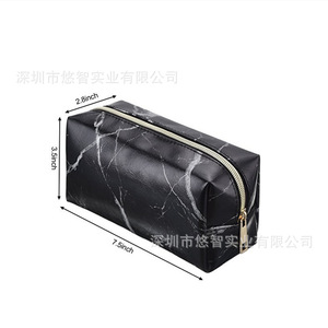 Pochette de maquillage de soirée sur mesure à motif marbré, sac de voyage en cuir PU grande capacité pour outils de beauté/sac de rangement. - Product Image 1