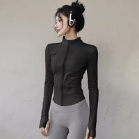 Nouvelle arrivée Veste de course à fermeture éclair intégrale pour le sport et le fitness Haute élasticité Séchage rapide Haut de sport d'automne Yoga Coupe ajustée Veste de sport Chemise