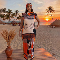 Nouvelle robe africaine grande taille Dashiki pour femmes, imprimé léopard, coupe ajustée, en polyester, pour les vacances au Moyen-Orient, robe plissée Kaftan