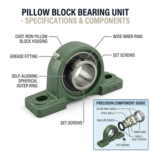 Rodamientos de Bloque de Almohada de Alta Precisión Lubricados con Grasa <span class=keywords><strong>Chumacera</strong></span> UC 212 UCP205 213 UCF 205 UCFC 210 UCT UCK 208 UCC 209 - Product Image 2
