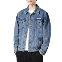 Veste en jean bleu délavé vintage sur mesure pour homme, manteau décontracté streetwear, fournisseur de vestes et manteaux en denim pour homme