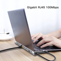 Station d'accueil USB C pour ordinateur portable en aluminium 12 en 1, double VGA, triple écran, hub USB C multifonctionnel, adaptateur Ethernet Gigabit