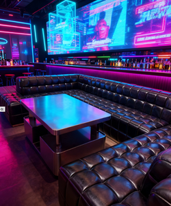 Set di Divani in Pelle Moderni a Forma di Pane Trapuntati, Sedute di Lusso per Bar, <span class=keywords><strong>Club</strong></span> e Lounge - Product Image 1