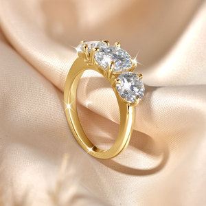 <span class=keywords><strong>Anillo</strong></span> <span class=keywords><strong>de</strong></span> compromiso unisex <span class=keywords><strong>de</strong></span> <span class=keywords><strong>oro</strong></span> laminado con moissanita D VVS1, engaste <span class=keywords><strong>de</strong></span> garra, tres piedras redondas, regalo <span class=keywords><strong>de</strong></span> aniversario para hombres y mujeres - Product Image 2