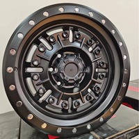 Jante tout-terrain robuste de 17 pouces en alliage d'aluminium pour véhicule 4x4, modèle 250 noir à 6 trous