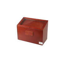 Boîte de rangement en bois rouge brillant de luxe sur mesure en gros avec couvercle en verre transparent, coffret à souvenirs rectangulaire multifonctionnel en bois