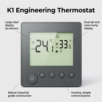 Thermostat numérique mural K1 à économie d'énergie 3A haute puissance pour chauffage électrique au sol et liaison chaudière à eau ECO Hôtel Maison