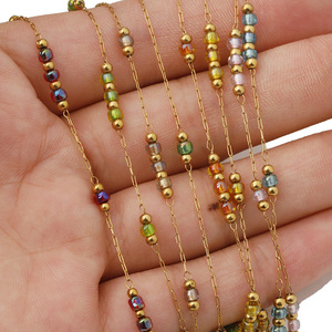 Stainless Steel Beaded Chain Electroplated Seed Beads DIY Jewelry Necklace <b>Bracelet</b> Accessory Yiwu Origin H1647 - Product Image 3