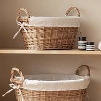 Panier à linge en osier tressé à la main, grand format, pour vêtements et jouets, panier de rangement en rotin écologique avec poignées