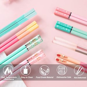 Palillos Japoneses Reutilizables de Plástico Hiware, 10 Pares de Palillos de Fibra de Vidrio con Logotipo, Estuche para Palillos Coreanos - Product Image 2