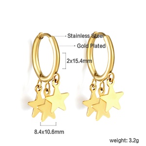 Pendientes de Moda de Oro de 18k con Diseño de Luna y Estrella, Joyería Vintage, Pendientes de Acero Inoxidable para Niñas, Mujeres y Niños - Product Image 3