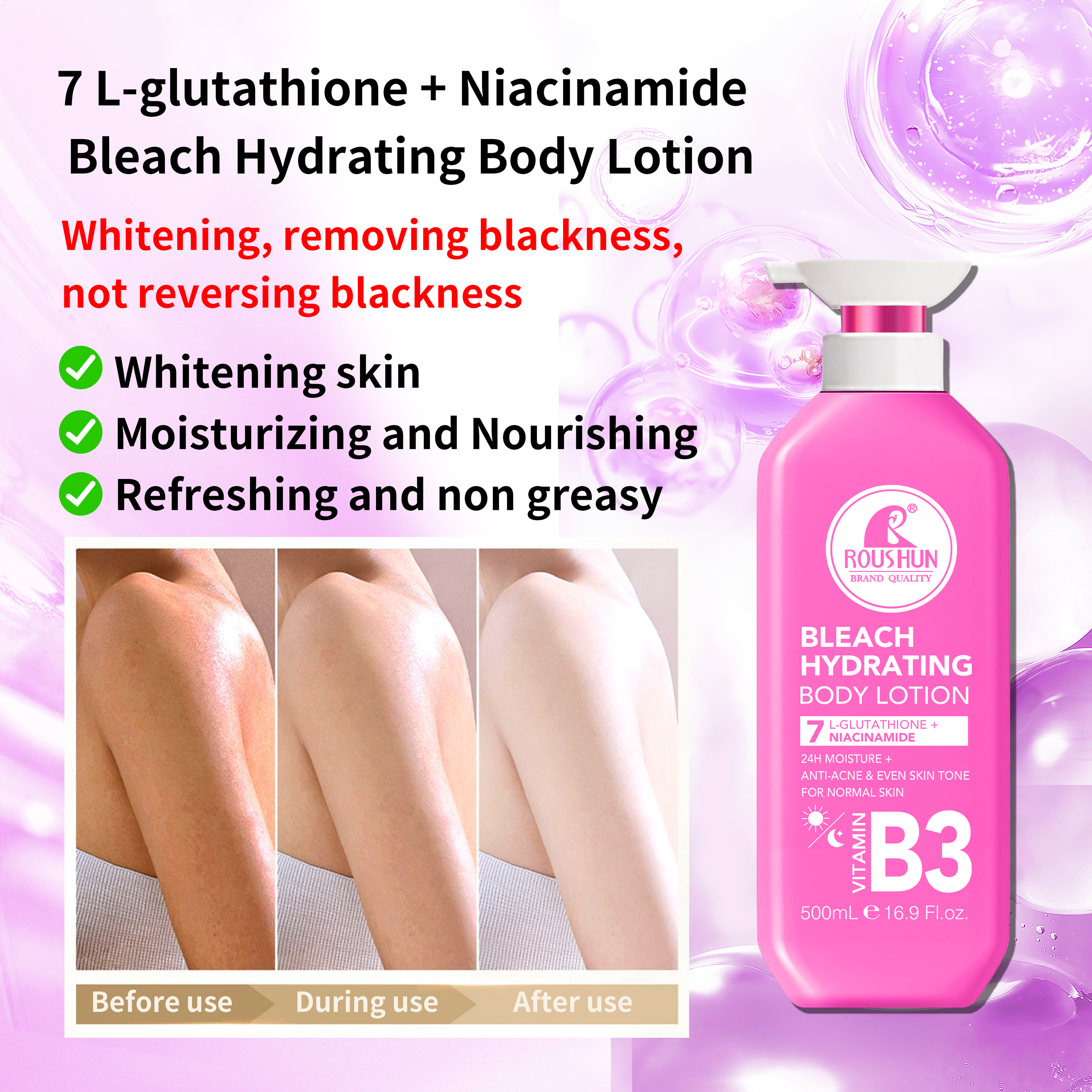 l glutathione moist whitening lotion spf 50 Niacinamide Hydrating Body Vegan Brightening Moisturizer Bleach Care Refreshing Scent For All Skin Types 500m promoting a more radiant REG'ACTIV Vital Restore Detox available Size:50mg x 90