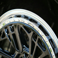 Jantes forgées sur mesure en 2 parties, en aluminium 6061-T6, design maille noire, lèvre extérieure polie pour voiture de tourisme