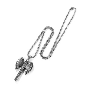 Bajo MOQ de alta calidad gran descuento el vikingo <span class=keywords><strong>tomahawk</strong></span> colgante de plata hacha hip hop Collar para hombres - Product Image 2