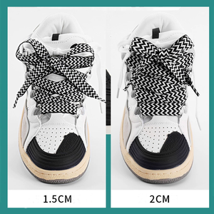 INS Fashion lanvin SB Dunk AJ1/AF1 15 20 30 mm 1.5 2 3 cm Colorful No-tie Wave Pattern Canvas Wide Fat Flat Shoe Laces <strong>Shoelaces</strong>