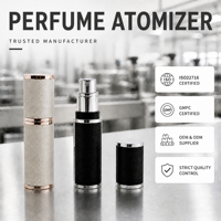 Nouvel atomiseur de parfum rechargeable en alliage de zinc avec fond en cuir, 5 ml, rond, noir et blanc, flacon pulvérisateur vide de poche pour parfum