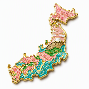 Aimant de réfrigérateur en métal émaillé 3D personnalisé avec carte du Japon, fabriqué par OEM, écologique, souvenir, autocollant, cadeau de voyage - Product Image 1