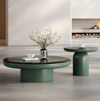 Table basse ronde en marbre italien durable et écologique, couleur vert avocat, design haut de gamme, table à thé combinée