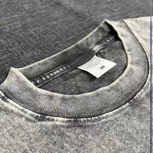 T-shirt vierge surdimensionné pour homme 100 % coton épais délavé à l'acide – Style Hip Hop Écoresponsable – Vente en gros - Product Image 4