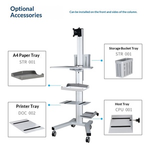 <span class=keywords><strong>Chariot</strong></span> mobile pour écran d'ordinateur de table ronde pour médecin, support en acier pour écrans de 10 à 24,1 pouces, livraison directe - Product Image 3
