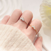 Bague délicate en argent 925 plaqué or 18 carats avec feuille en zircon cubique marquise, bagues fines empilables en or