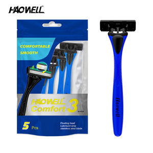 HAOWELL P07302 Maquinilla de afeitar desechable de acero inoxidable, <span class=keywords><strong>afeitadora</strong></span> de triple hoja con tira de lubricante, gran oferta <span class=keywords><strong>AMAZON</strong></span> para hombre y mujer - Product Image 1