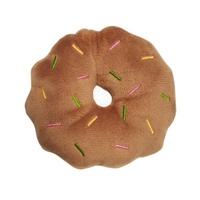 Jouet pour chien mignon de style dessin animé, écologique, en peluche douce, qui couine, en forme de beignet, design alimentaire