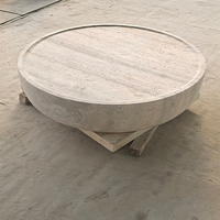 Table basse moderne minimaliste en pierre naturelle Myra Beige Travertin pour salon et salle à manger
