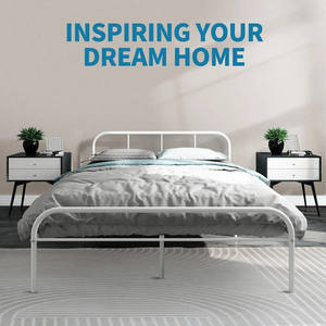 Queen Bed Frame Base Plate-forme Matelas Fondation Métal Blanc Chambre Meubles Simple Moderne Pleine Chambre Métal Acier Tube <span class=keywords><strong>GDLT</strong></span> - Product Image 4