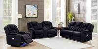 Moderno conjunto de sofá de cuero de 7 plazas para sala de estar con sillón reclinable