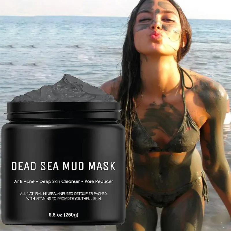 100% Natuurlijke Dode Zee Moddermasker Met Hyaluronzuur Shea Butter Schone Mee-Eters Olie Controle Verheldert Huidskleur Gezicht Lichaamsmasker