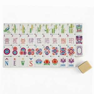 High-end MahJongg <b>Set</b> American Style Exquisite Engraved Pattern Tiles Deluxe Complete Kit for Collection & Gift - Product Image 2