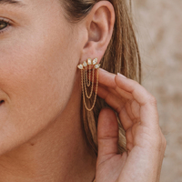 Boucles d'oreilles pendantes géométriques J&D Jewelry avec chaîne superposée et pampille en acier inoxydable plaqué or pour femme