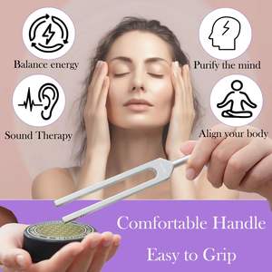 Ensemble de diapasons de qualité médicale 128Hz 136Hz 256Hz 384Hz pieds d'activateur de gemme pour la thérapie par le son de méditation de yoga comprend une boîte-cadeau - Product Image 2