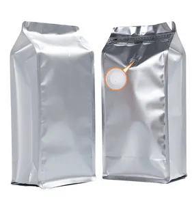 Пользовательские печатные черные алюминиевые фольги 100 г 250 г 500 г 1 кг 12 унций пластиковые кофейные мешки с плоским дном с клапаном