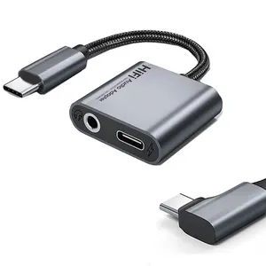 Adaptador usb tipo c para 3.5mm, jack aux com conversor de fone de ouvido pd USB-C, adaptador de jogos digital otg hifi