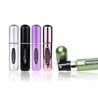 Atomiseur de parfum rechargeable en aluminium mini 5 ml prêt à expédier, diverses couleurs, stock en grande quantité avec bouchon à vis, MOQ 100 pièces