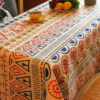 Nappe en coton et lin mélangé à imprimé géométrique style bohème pour la maison, les pique-niques, le camping et les fêtes en plein air (vente en gros)