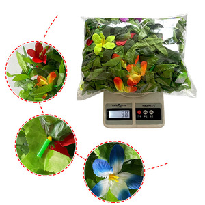 Nouveau hawaïen artificiel Luau fleur feuille soie Tropical coloré collier été piscine fête décorations - Product Image 3
