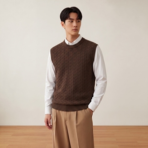 Pull <span class=keywords><strong>en</strong></span> <span class=keywords><strong>laine</strong></span> tricoté sur mesure ODM pour homme, 100 % <span class=keywords><strong>laine</strong></span>, col rond, couleur unie, gilet tricoté épais et chaud pour homme - Product Image 2