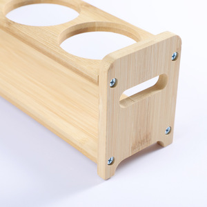 Haohui – support en bois pour bouteilles d'huile, rangement de bureau rond à 4 trous pour pots à condiments de cuisine, couleur bois naturel - Product Image 3